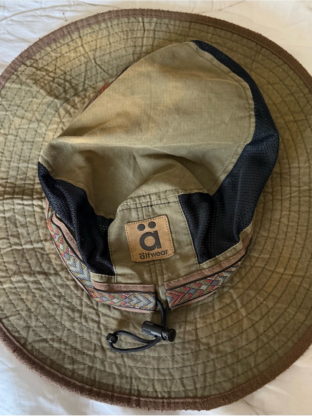 Alfwear Olive Green Cotton/Canvas Hiking Hat with Adjustable Chin Cord